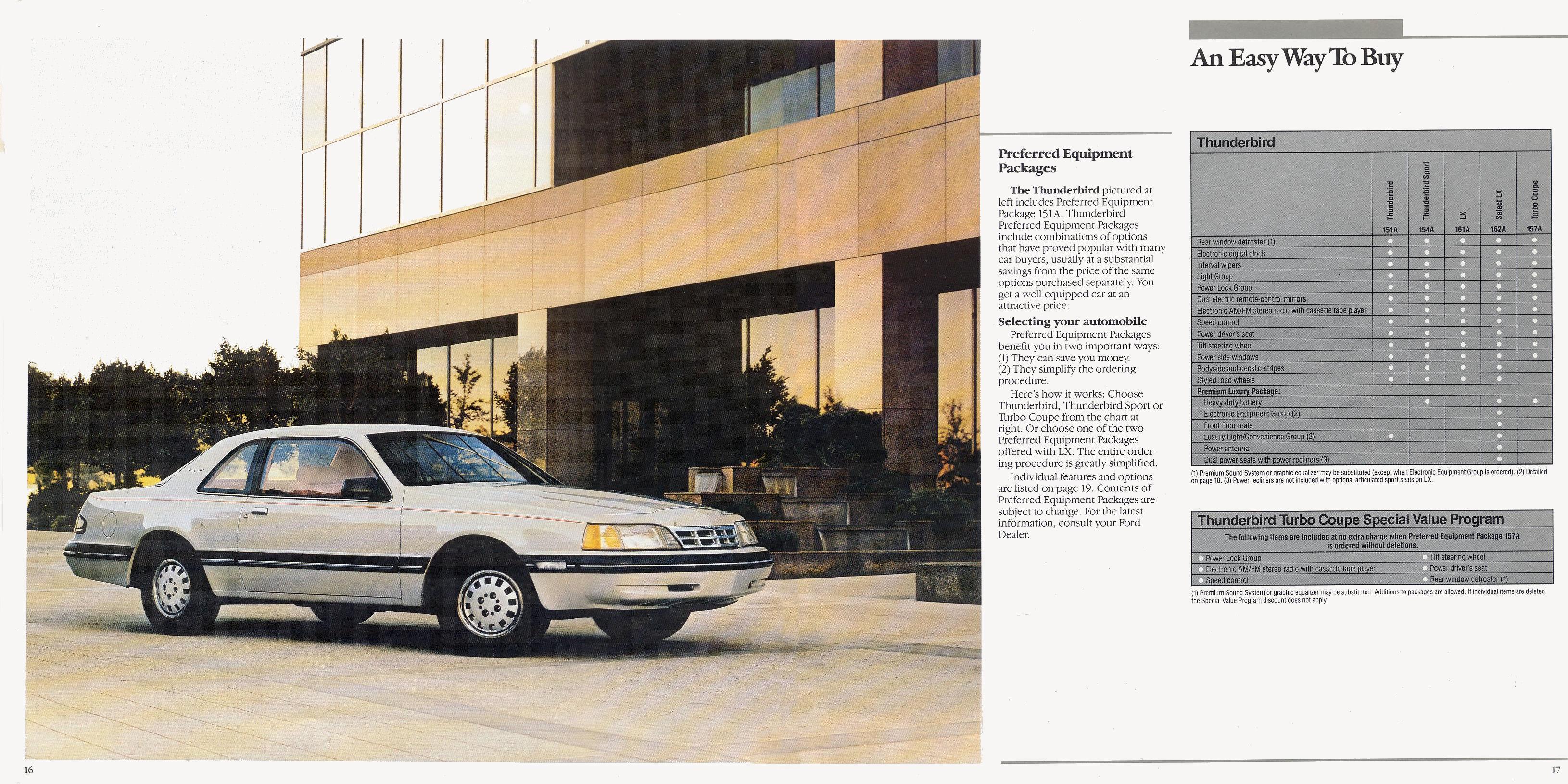 1987 Ford Thunderbird brochure